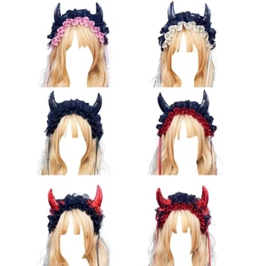 Spooky Devil Horn Hairband Carnivals Teen Role Play Headband Multiple Color - Picture 1 of 14