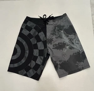 Oakley Board Shorts Skull Graphic Mens 34 Wheel Pattern Surfing Drawstring VTG - Picture 1 of 15