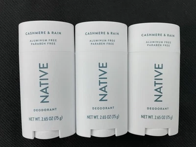 3x Desodorante Nativo CACHEMIRA Y LLUVIA Aluminio Sin Parabenos (Paquete de 3) NUEVO Foto 1 de 2