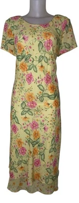Maxi Vestido De Colección Blanco Ciervo Talla 16 Para Mujer Amarillo Floral Cottagecore Campesino Años 90 Foto 1 de 4