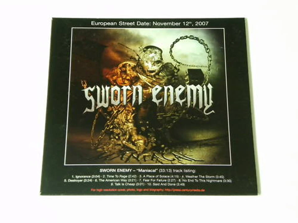 Sworn Enemy - Maniacal / Century Media / Full-Promo - Bild 1 von 1