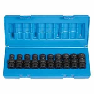 Grey Pneumatic 1610UM 3/8" Drive 12 Pt Shallow Metric Swivel Impact Socket Set - Bild 1 von 1