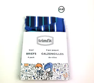 TrimFit Boys Size 2T-3T Blue Green Striped Cotton Briefs Underwear 4 Pair Pack - Picture 1 of 5