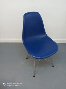 DSW Retro Blue Designer Dining/Office Chairs -Eiffel Legs in Wood or Metal - Picture 1 of 3