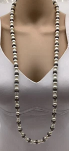 Joan Boyce White Simulated Pearl & Rhinestone Crystal 48" Opera Length Necklace - Picture 1 of 6