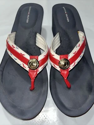 Tommy Hilfiger Chanclas Plataforma Y2K-Cuña Sandalia Azul Marino/Rojo/Blanco Mujer 10 10.5 Foto 1 de 4