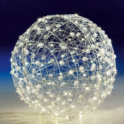 LED-Perlen-Draht-Lichtkugel Drahtkugel Weihnachtsdeko blinkend 45 cm Ø für außen - Bild 1 von 4