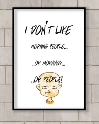 I Don't Like People, impresión tipográfica divertida de arte de pared. Impresión de citas humorísticas, Foto 1 de 2