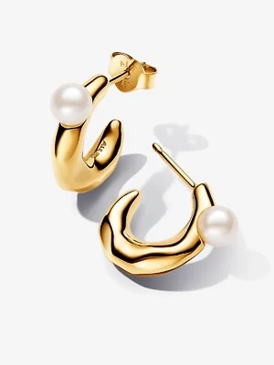 New Pandora Treated Freshwater Cultured Pearl Hoop Earrings-263261C01 - Image 1 of 3