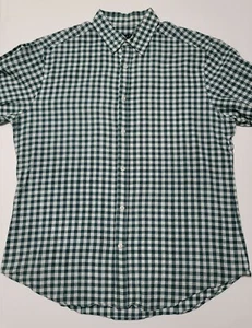 Theory Mens Extra Large Green Gingham Plaid Textured Long Sleeve Shirt - Picture 1 of 12