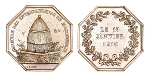 P123, Francia, c1840 Medalla de Bronce, Apicultura, Colmena de Abejas, Cámaras de Albañilería - Imagen 1 de 4
