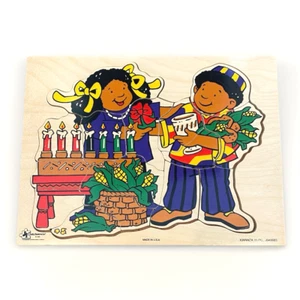 Vintage 1996 Judy Instructo 15 Piece Kwanza Wooden Puzzle Made In USA Very Rare - Picture 1 of 12
