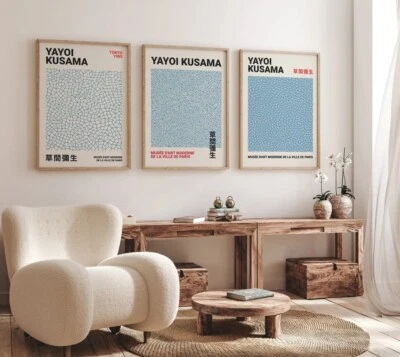 Yayoi Kusama Set of 3 Unframed Prints Pictures A4 A3 Exhibition Wall Art Decor - Image 1 of 2