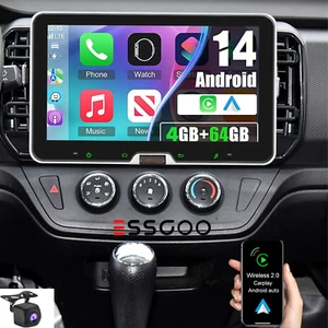Single 1DIN Rotatable 10.1'' Android 14 Touch Screen Car Stereo Radio GPS +AHD - Picture 1 of 16