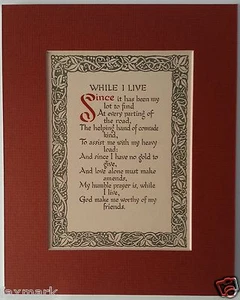 While I Live 1912 Canterbury Catchwords Saying Matted 8 x 10" - Picture 1 of 2