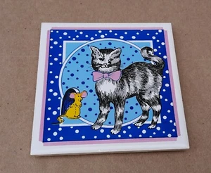 Cathay Cat Vintage Ceramic Tile Trivet - Picture 1 of 7