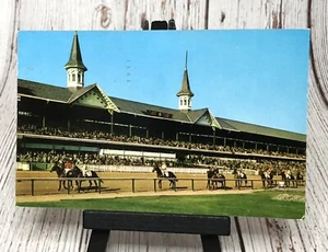 Race Horses Parading at Churchill Downs, Louisville Kentucky KY Vintage Postcard - Picture 1 of 4
