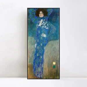 Framed Giclee Print Portrait of Emilie Floge#2 by Gustav Klimt Wall Art 16"x32"  - Picture 1 of 8