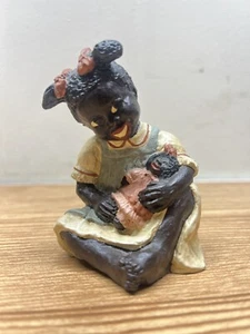 Folk Art African American Girl Playing Dolly Figurine “DARCY” - Picture 1 of 14