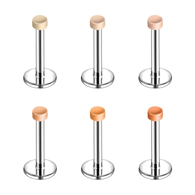 16G/18G Titanium Lip Ring Flesh Invisible Labret Lip Stud Medusa Helix Piercing - Image 1 of 4