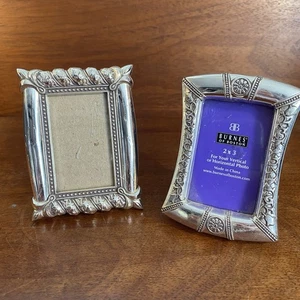 Burnes Of Boston Set Of Two Silver-tone Picture Frames For 2x3 Photos - Picture 1 of 7