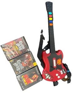 Guitar Hero Red Octane Gibson SG Controller PS2 PSLGH PlayStation 2 W/ 3 Games - Foto 1 di 9