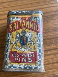 Antique Tin- The Britannia Best Patent Pins F C & Co. Rare - Picture 1 of 7