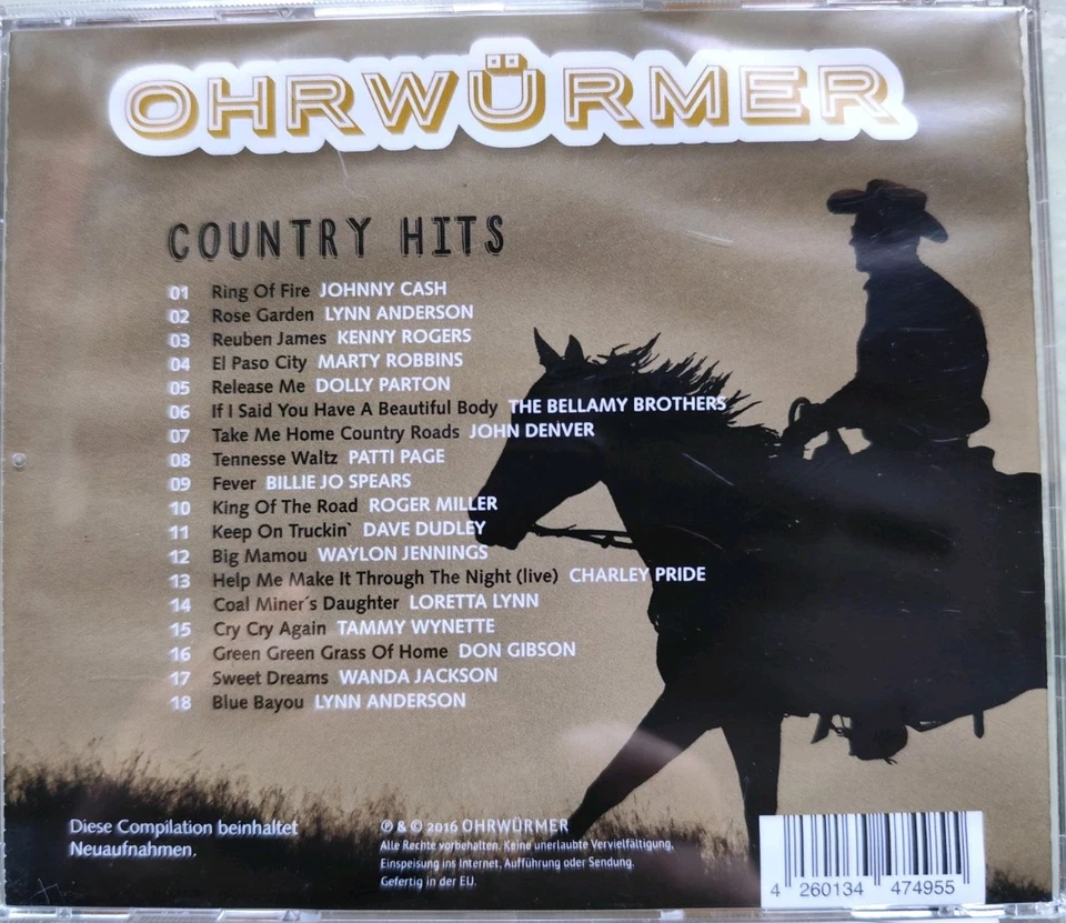CD Ohrwürmer Country Hits: John Denver Dolly Parton Lynn Anderson Kenny Rogers - Bild 1 von 2