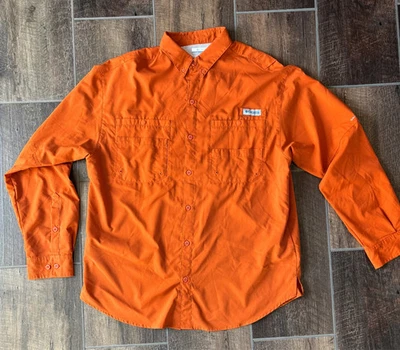 NWOT Columbia Sportswear PFG Tamiami Shirt Large Orange LS Vented Fishing Golf - Image 1 of 4