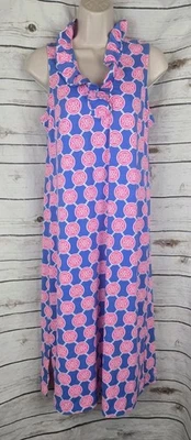 Lulu B Ruffled Midi Dress S Pink Blue Nylon Blend Sleeveless Womens - Image 1 of 4
