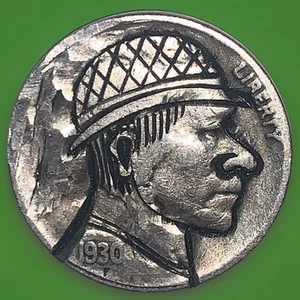 1930 "HOBO" Indianerkopf Büffelnickel - BP Künstlerinitialen auf Rückseite - Bild 1 von 4