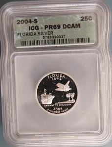 2004-S Silver Proof Florida Quarter ICG PR-69 DCAM Collectable gift - Picture 1 of 2