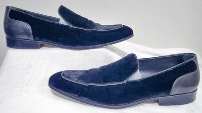 Мокасины мужские Saint Laurent Rive Gauche Tom Ford 1990-е черные бархатные кожа 42 - Изображение 1 из 4