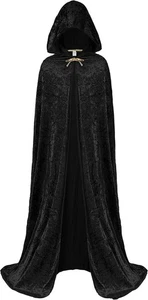Hooded Velvet Cloak Women Witch Cape Costume, Halloween Accessory - Picture 1 of 19