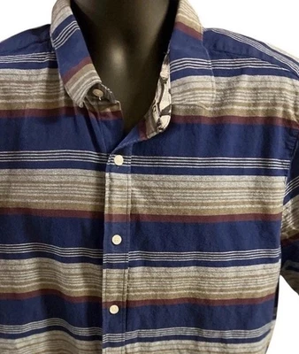 Volcom Vorzy Blue Striped Short Sleeve Shirt Slim Fit Shirt Mens 2XL Skate Surf - Image 1 of 4