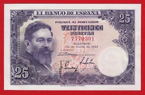 25 Pesetas, 1954 ''Albeniz'' Sin Serie , Sin Circular - Picture 1 of 2