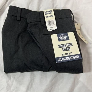 New Dockers Signature Khaki Pants Men 36x34 Grey Heather Lux Cotton Slim Fit NWT - Picture 1 of 9