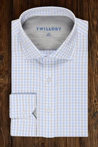 Twillory Oberhemd Herren 17 32/33 Tailored Fit blau kariert Performance Stoff - Bild 1 von 8