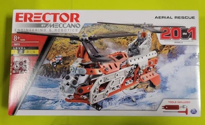 ERECTOR AERIAL RESCUE HELICOPTER - Meccano 16211 Makes 20 Models AIRPLANE 406 pc - Image 1 of 3