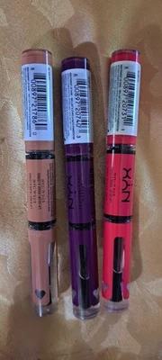 Brillo de labios 3 NYX color brillo fuerte - 16 HR resistente a la transferencia - VEGANO - ligero  Foto 1 de 4