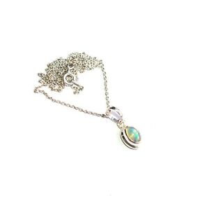 925 SOLID STERLING SILVER ETHIOPIAN OPAL CHAIN PENDANT d085