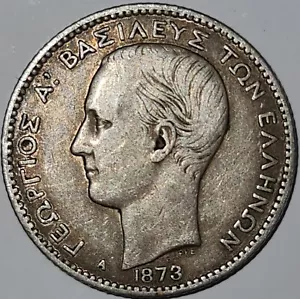 GREECE / 1873A 1 Drachma,King George I !!! - Picture 1 of 2
