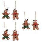  6 Pcs Christmas Ornaments Resin Tree Hanging Decor Gingerbread Man Hangings