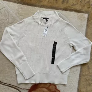 Banana Republic Solid Cropped Cable Turtleneck Sweater Cream/Off White Size S - Picture 1 of 3
