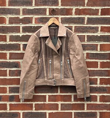 BRAND NEW All Saints Ladies PUNCHED Leather Biker Jacket UK8 US4 EU36 - Image 1 of 4