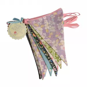 NEW VINTAGE FLORAL WASHABLE COTTON BUNTING 8 metres - Picture 1 of 3