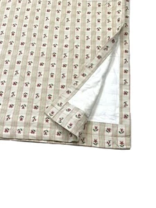 Vintage Handmade Valance Curtain Beige Pink Embroidered Flowers Stripe Custom - Picture 1 of 5