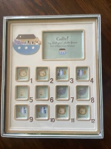Cudlie! Childs First Year Photo Frame Boy Noahs Ark 13 Photo Insert Windows - Picture 1 of 13
