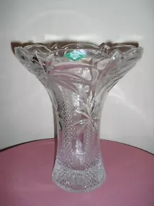 SHANNON Crystal Large Palm Tree Trumpet Vase, 12" Tall - Picture 1 of 9