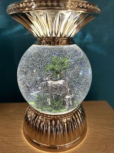 Bath & Body Works 3-Wick Candle Holder WATER GLOBE ELEPHANT Gold Pedestal - Picture 1 of 5